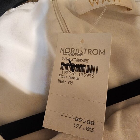 WAYF x Styled by COCO! Jayce Strawberry Print Linen Blend Dress NWT White Med - Picture 8 of 11